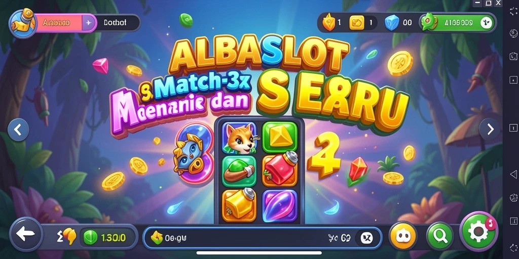 Screenshot gameplay ALBASLOT menunjukkan aksi mencocokkan yang seru.