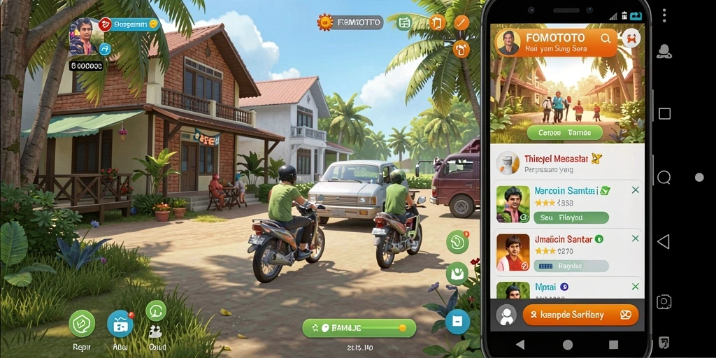 Screenshot FOMOTOTO menunjukkan gameplay yang penuh warna dan menyenangkan.