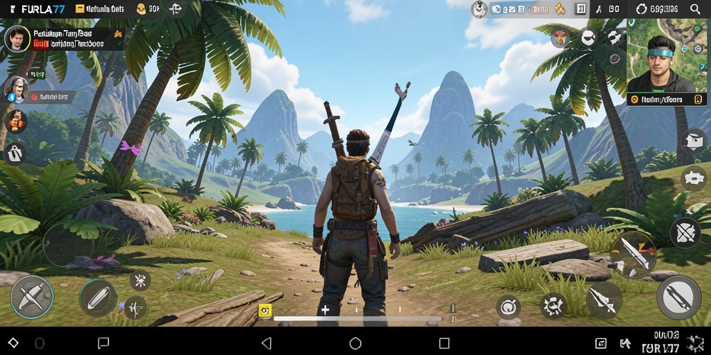 Tangkapan layar gameplay FURLA77 menampilkan eksplorasi dunia yang luas dan interaksi yang dinamis.