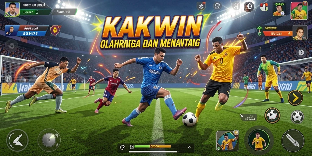 Tangkapan layar menunjukkan aksi seru dalam permainan olahraga KAKWIN.