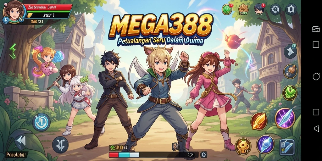 Screenshot utama MEGA388 menampilkan aksi seru dalam petualangan Anime.