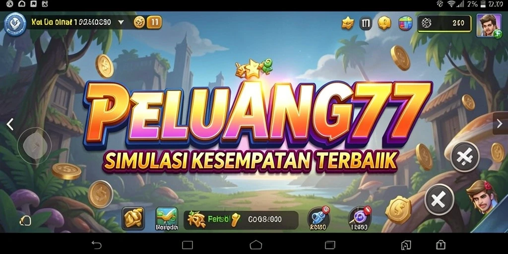 Screenshot menampilkan gameplay PELUANG77 dengan keputusan strategis yang sedang diambil.