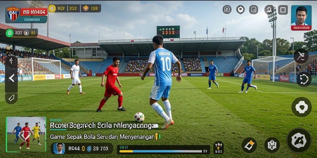 Tampilan gameplay menarik dalam RR44 dengan aksi sepak bola yang seru.