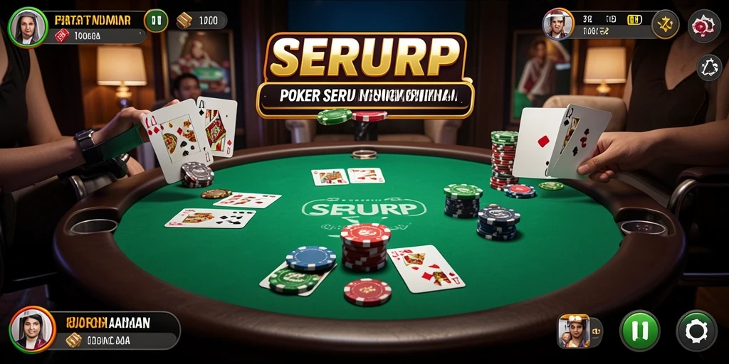 Screenshot utama SERURP menampilkan suasana permainan Poker yang mendebarkan.