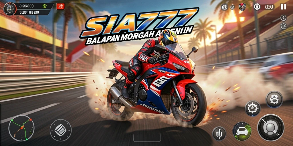 Tampilan menegangkan dari gameplay balap motor SIA777.