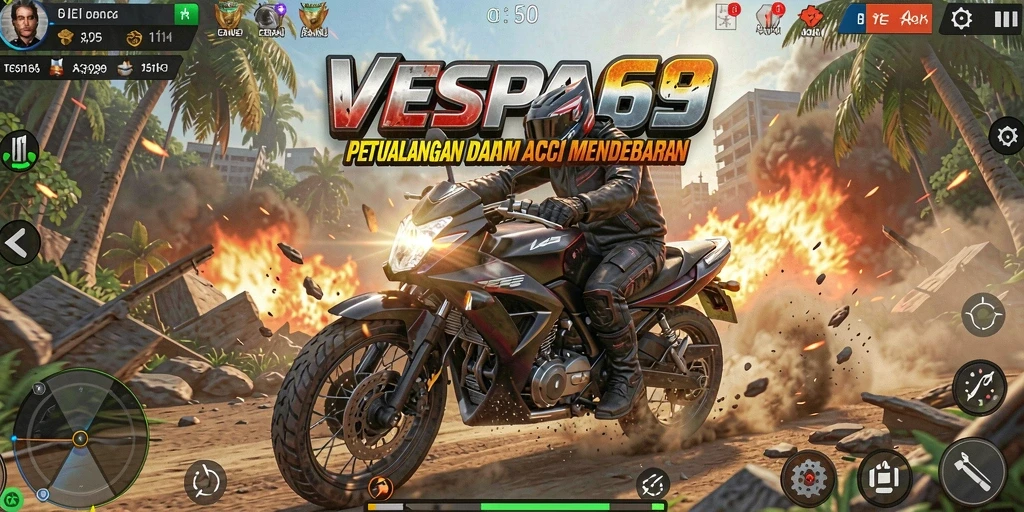 Tangkapan layar utama VESPA69 menampilkan aksi seru dalam pertarungan.