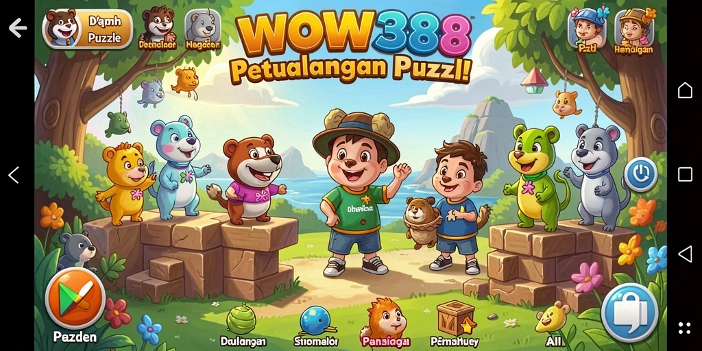 Tampilan gameplay WOW388 yang penuh warna dan menantang.